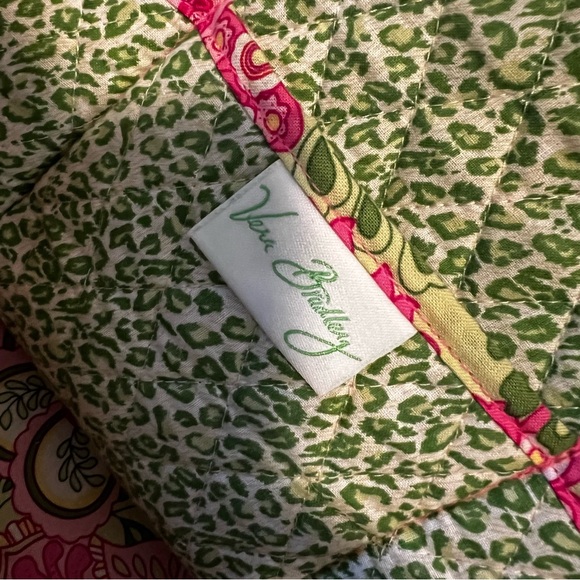 Vintage VERA BRADLEY Pink Petals 2006 Bowler Bag Handles Zipper Green Floral Y2K - Picture 14 of 16